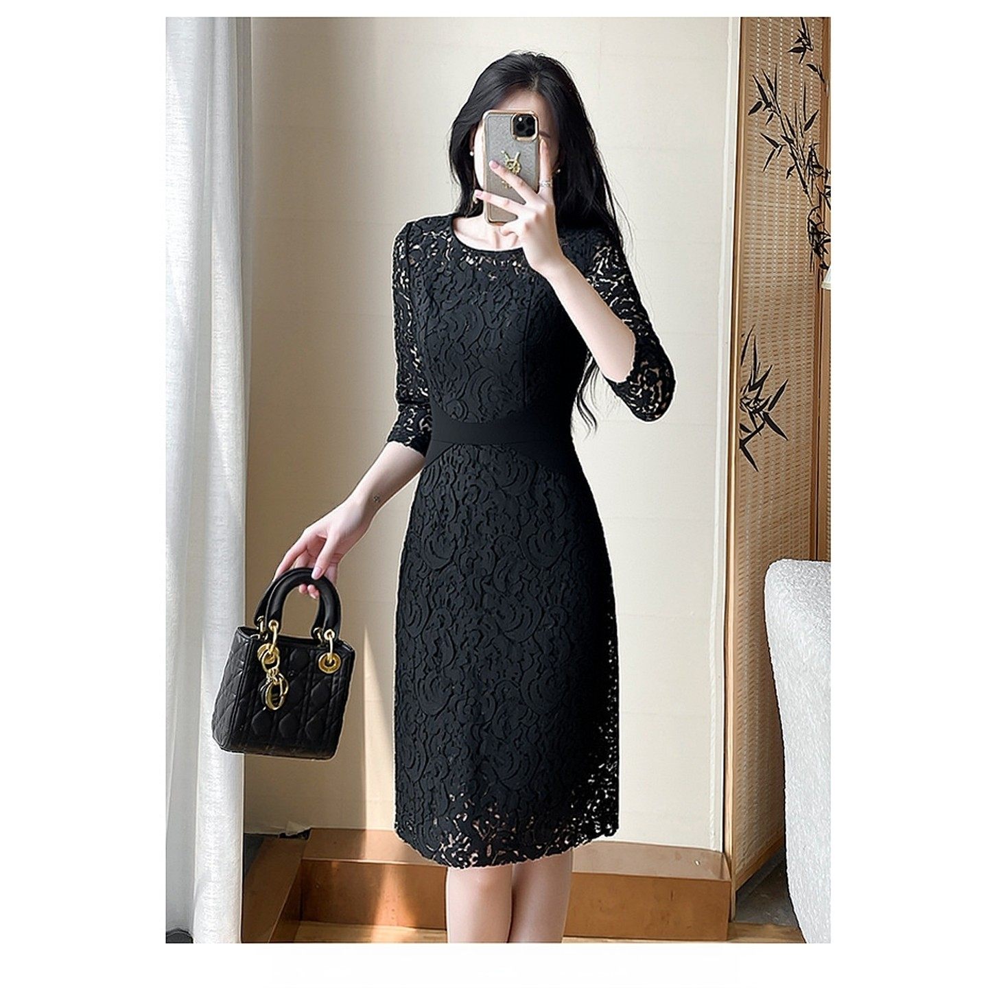 2025新款春秋冬大码女装春蕾丝收腰高端礼服连衣裙子红色无袖背心