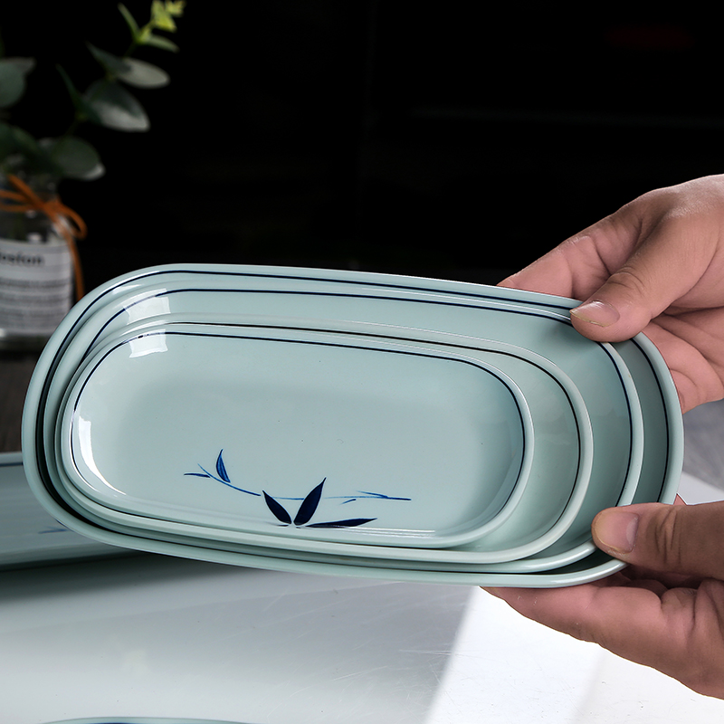 仿瓷肠粉碟密胺塑料长方形小吃碟