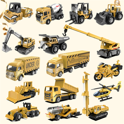 合金工程车模型经典迷你钻机摆件