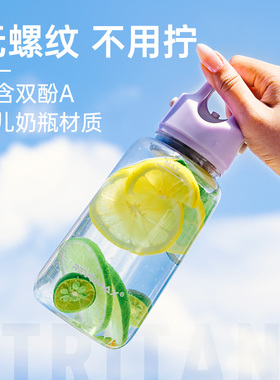 revomax无螺纹透明塑料杯女便携可爱Tritan水杯子儿童随手杯