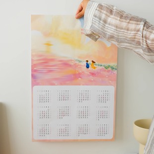2026年历表单张日历海报墙贴治愈插画手绘插画