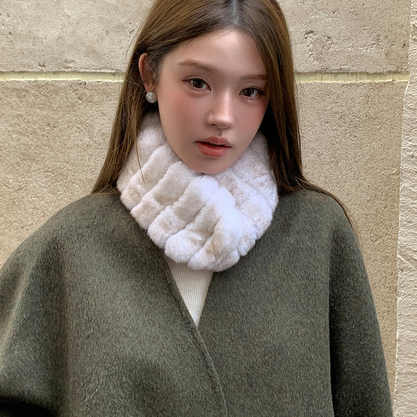 双面獭兔毛围脖皮草围巾女