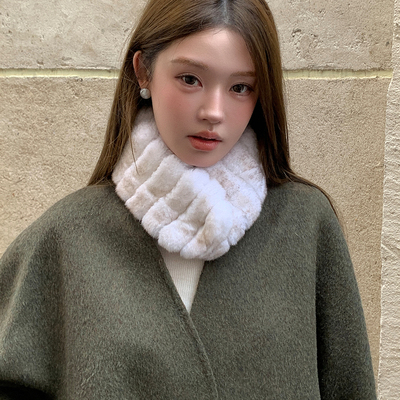 双面獭兔毛围脖皮草围巾女