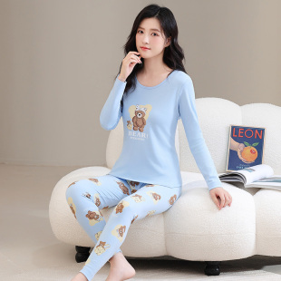 线衣线裤 意大莱女士女生学生款 全棉棉毛衫 套装 可爱纯棉秋衣秋裤