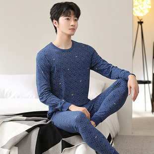 纯棉秋衣秋裤 冬季 套装 棉毛衫 打底保暖内衣 全棉线衣线裤 意大莱男士