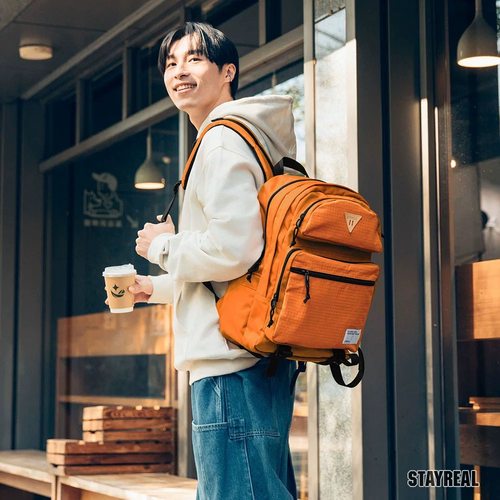 STAYREAL新款格纹胡萝卜双肩包男女潮牌休闲运动旅行后背包防泼水