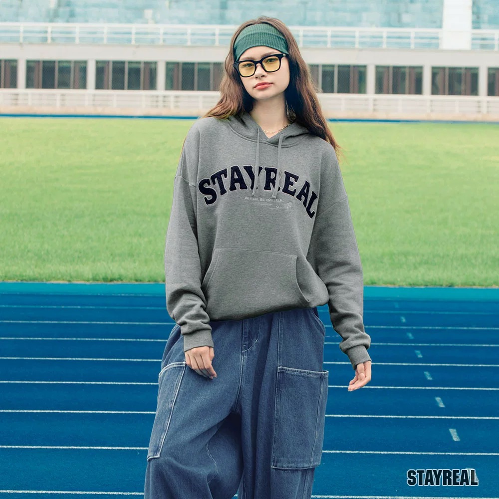 STAYREAL连帽卫衣宽松潮牌休闲长袖运动情侣款卫衣无性别简约外套