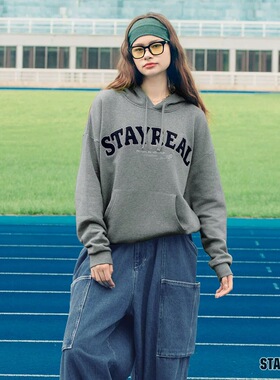 STAYREAL连帽卫衣宽松潮牌休闲长袖运动情侣款卫衣无性别简约外套