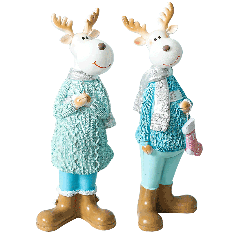 一鹿平安树脂情侣吊脚娃娃装饰品