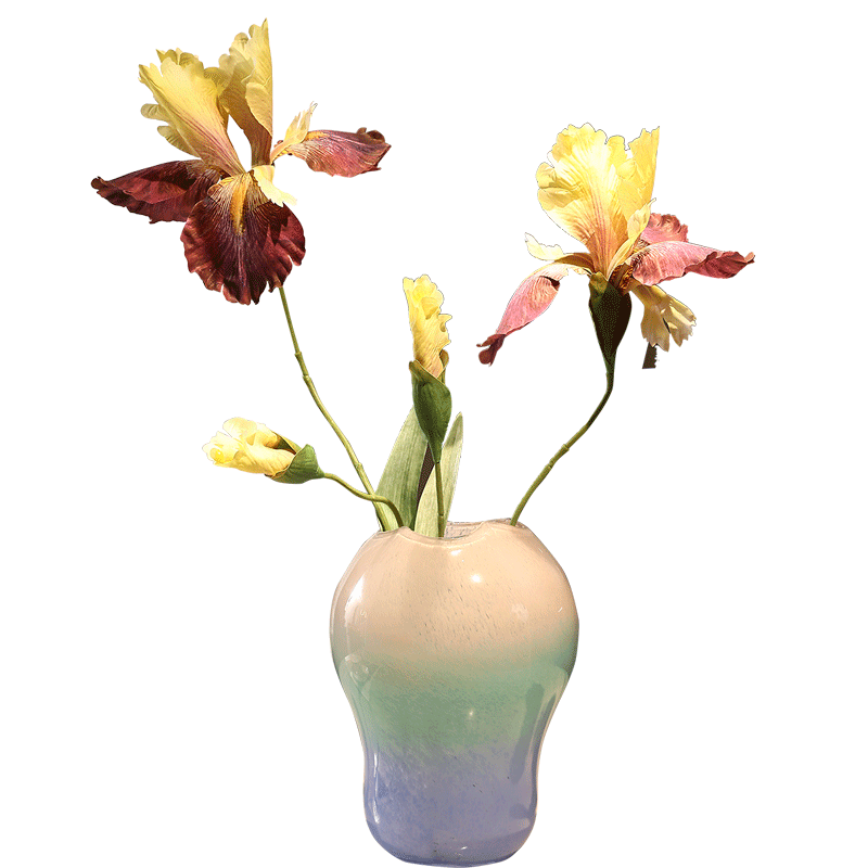 仿真花大号油画鸢尾花橱窗造景布置仿真蓝紫色爱丽丝假花绢花插花