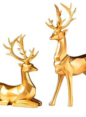 招财鹿摆件北欧轻奢风客