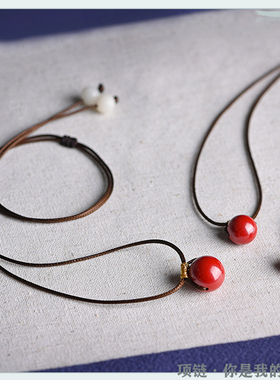 简约棉麻配饰朱砂痣锁骨链