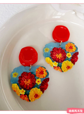 氛围感复古油画风花海耳坠