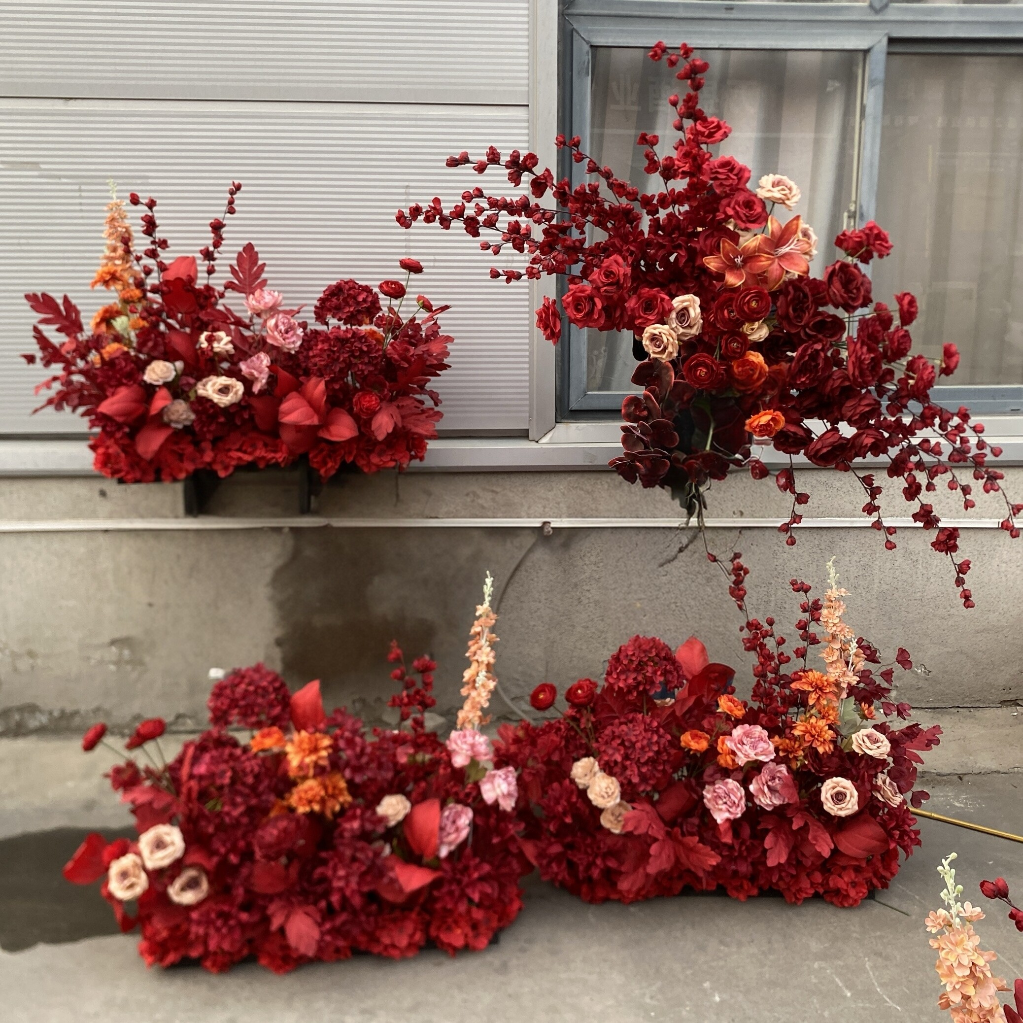 中式婚礼路引排花绢花花束