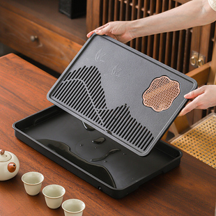 客厅高档仿乌金石茶海茶具干泡小茶台 小型茶盘家用茶托盘2025新款