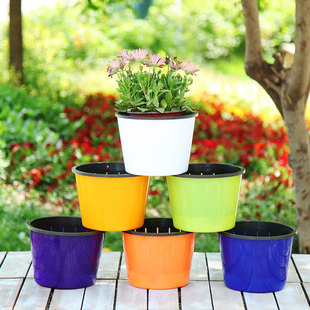 厂家直销阳台树脂塑料加厚大号圆形室内特大懒人自吸水绿萝花盆