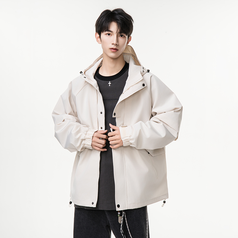 潮牌夹克男学生外套上衣潮牌 秋季美式复古潮牌连帽休闲夹克外套