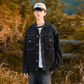 潮牌牛仔外套夹克男学生外套上衣潮牌秋季 宽松复古牛仔外套宽松