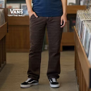 Vans范斯官方 灰黑色运动休闲 男女情侣纯棉梭织长裤