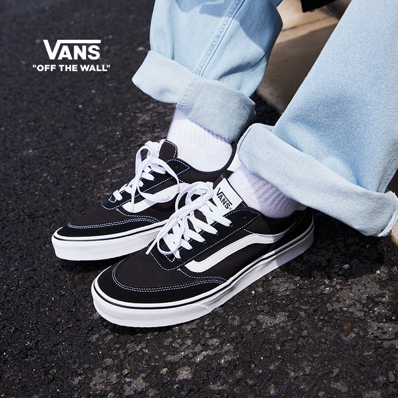Vans范斯官方 Brooklyn LS黑色简约复古板鞋经典休闲