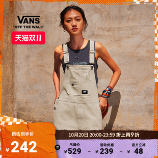 Vans范斯官方 女子纯棉梭织短裤工装风背带裤