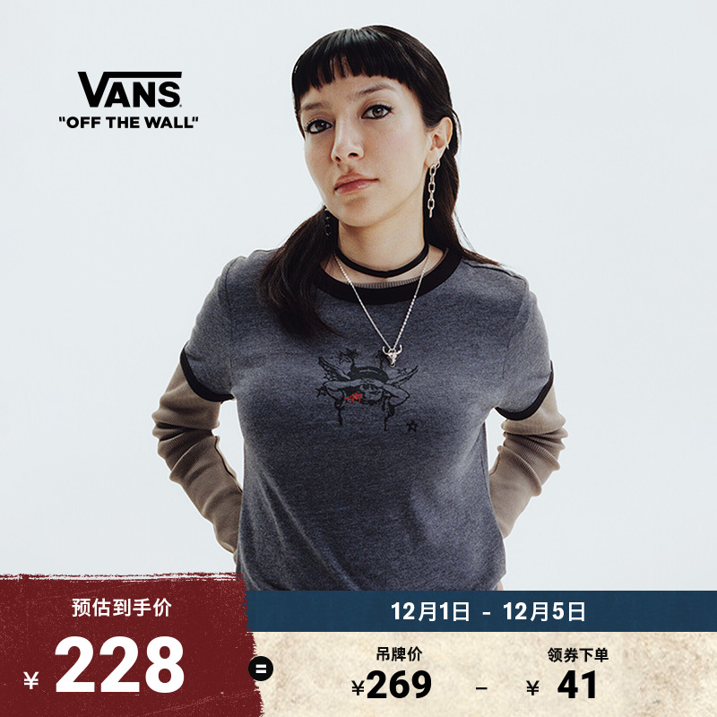 Vans范斯官方女子短袖T恤黑灰色