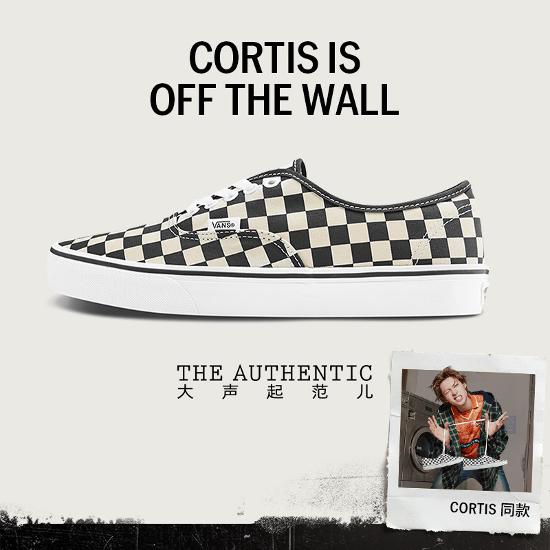 Vans范斯官方 CORTIS同款Authentic黑白棋盘格六十周年系列帆布鞋
