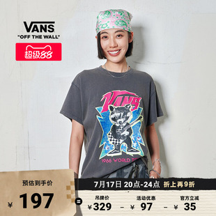 Vans范斯官方 女子纯棉短袖T恤水洗摇滚浣熊印花