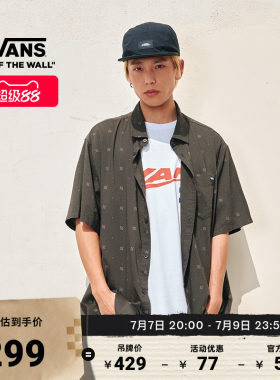 Vans范斯官方 男女情侣短袖衬衫黑色腰果花