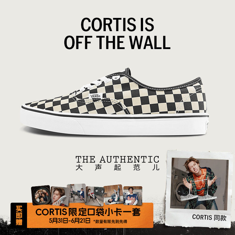 Vans范斯官方 CORTIS同款Authentic黑白棋盘格六十周年系列帆布鞋