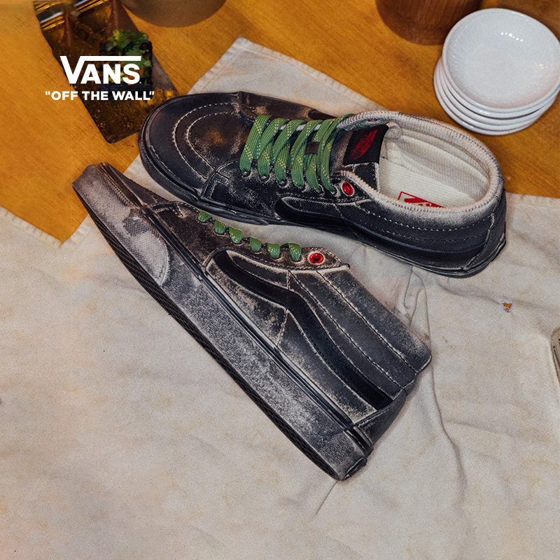 Vans范斯官方 SK8-Mid 长沙城市美食系列臭豆腐暗纹质感帆布鞋