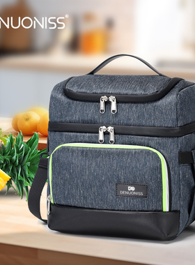 新款户外便携手提保温双层野餐包防水防漏斜跨大容量保温便当包