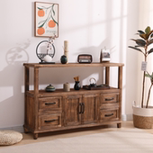 美式 餐边柜实木茶水柜复古做旧客厅收纳柜子储物柜玄关柜阳台置物