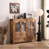 美式 柜子餐边柜实木茶室茶叶柜客厅玄关柜 复古斗柜置物柜酒柜欧式