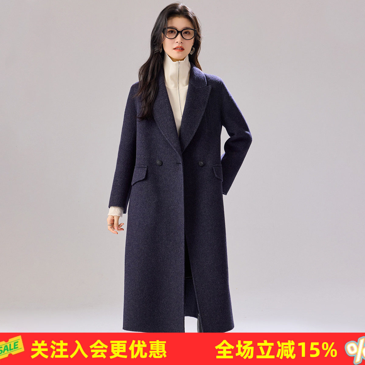 金菊带链条包【含羊绒羊毛大衣】26春秋新款时尚宽松保暖长款外套