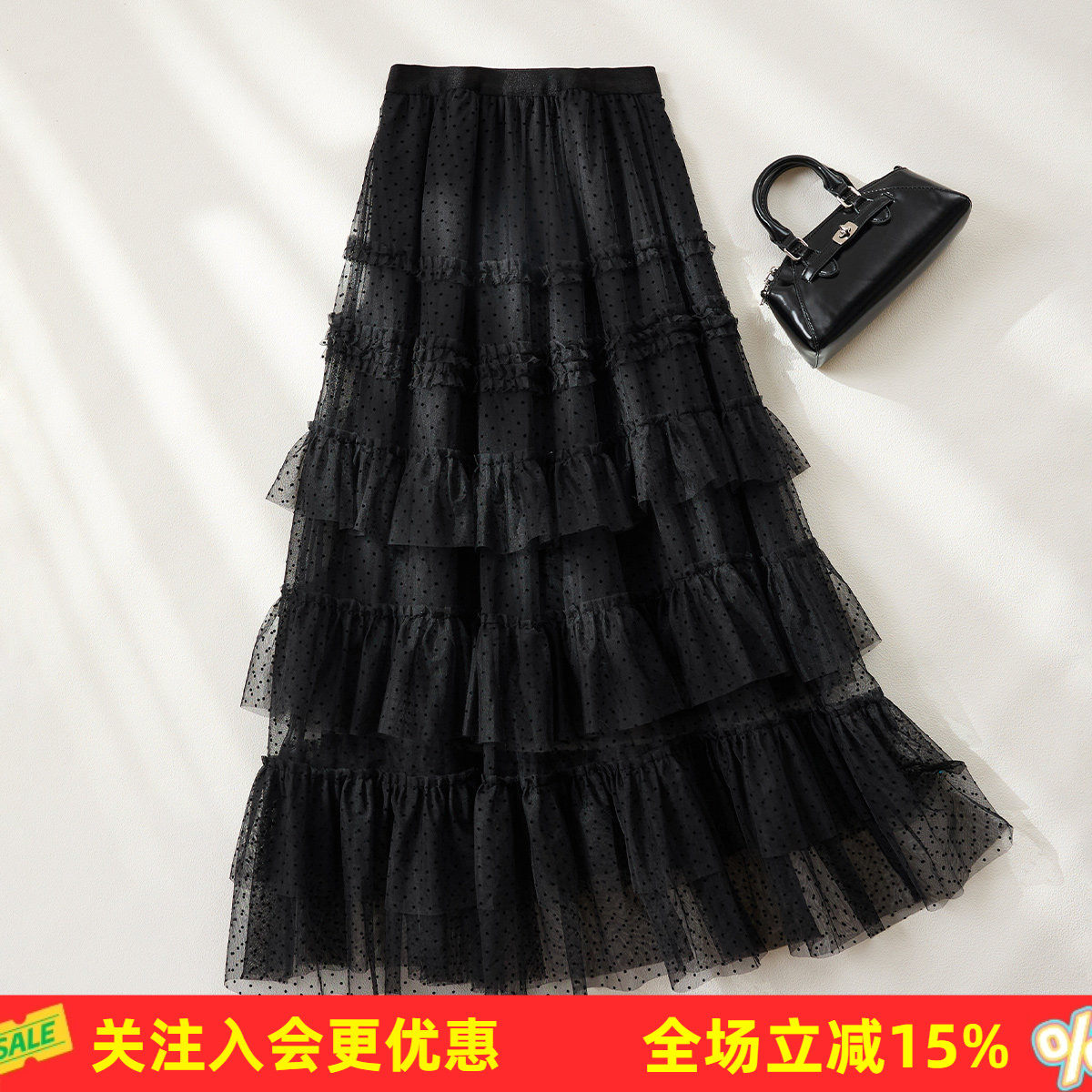 金菊【法式浪漫波点蛋糕裙】松紧腰日常吸睛春夏气质女式半截裙