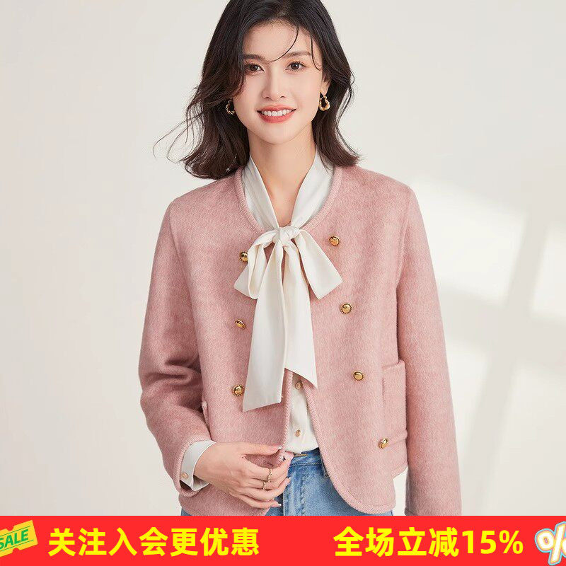 小香风短款毛呢外套金菊