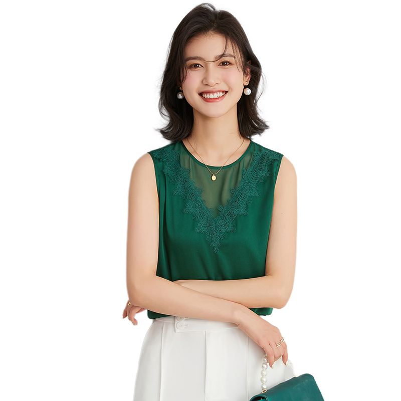 金菊22姆米！圆领纯色简约打底桑蚕丝真丝夏季简约百搭女式背心