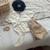 婴儿夏季 套装 冰丝镂空短袖 短裤 儿童男宝宝休闲POLO针织衫 ins韩版