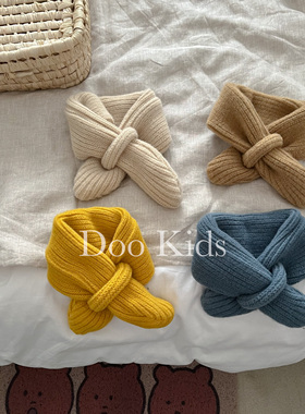 ins婴儿秋冬百搭纯色套口儿童针织柔软围巾男女宝宝保暖毛线围脖