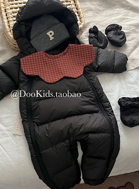 ins韩版婴儿90白鸭绒羽绒服加厚连体衣宝宝保暖外出服冬季装爬服