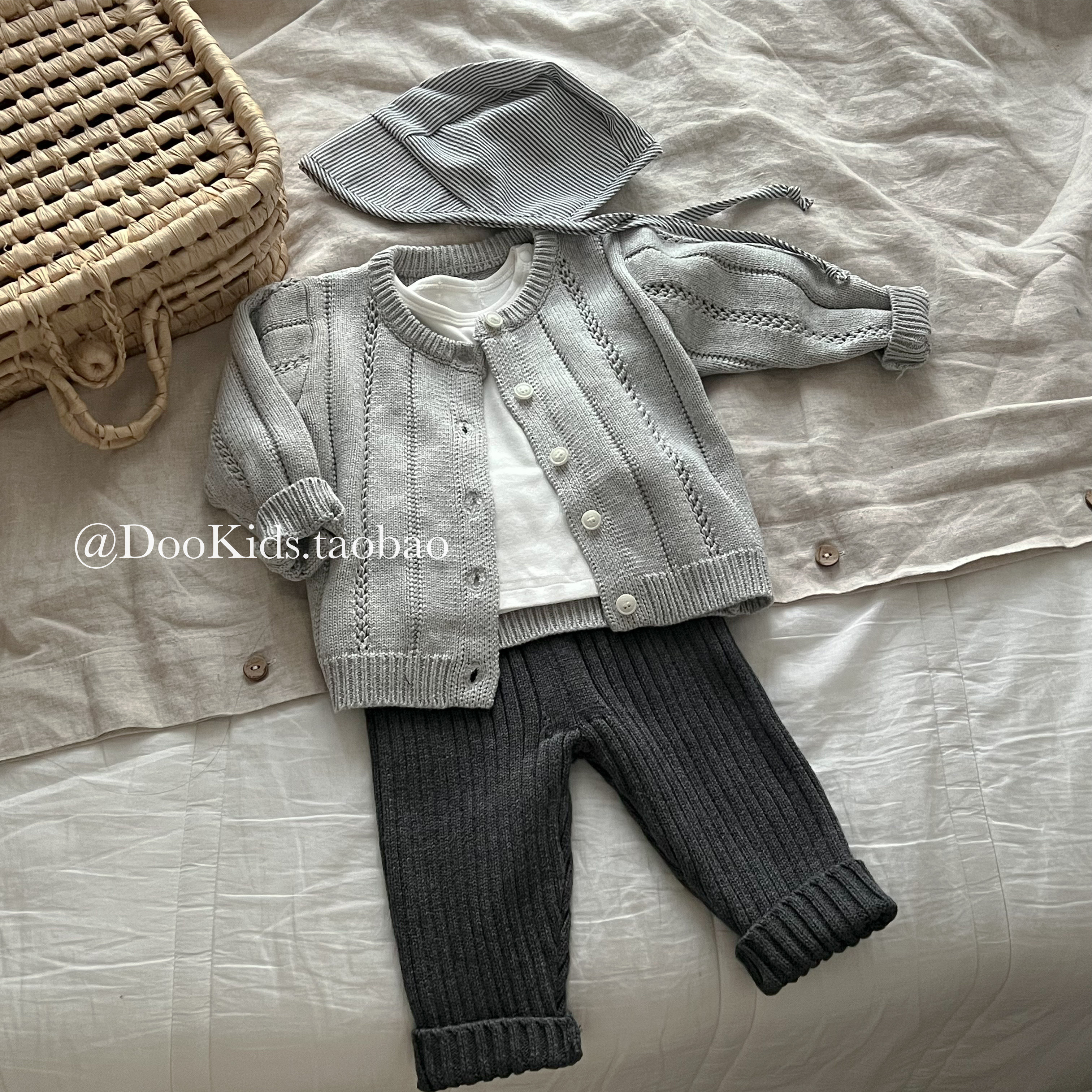 ins婴幼儿韩版纯棉开衫春秋季镂空洋气男女宝宝休闲针织毛衣外套
