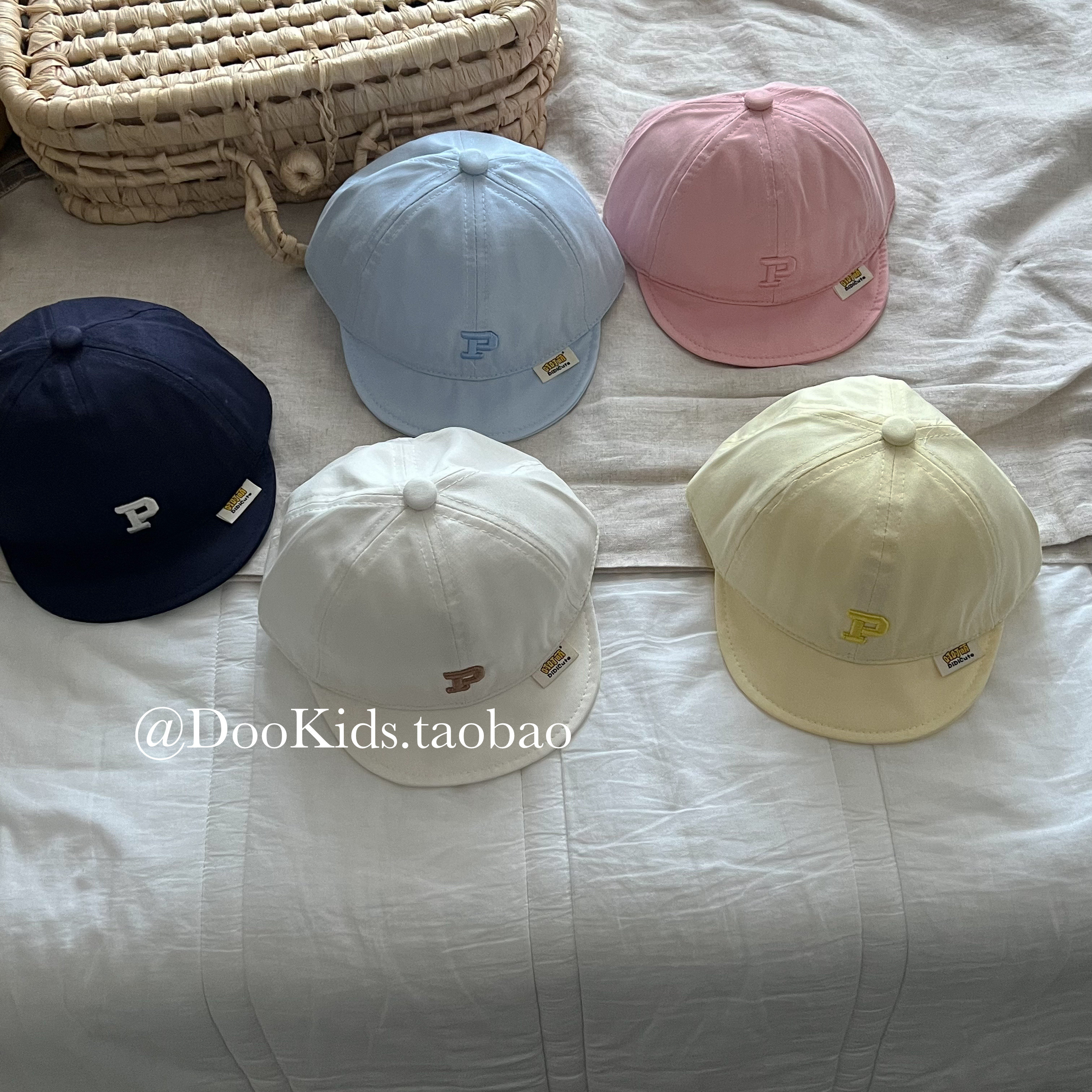 ins奶油色系韩版婴儿软沿鸭舌帽子字母小童棒球帽宝宝外晒遮阳帽