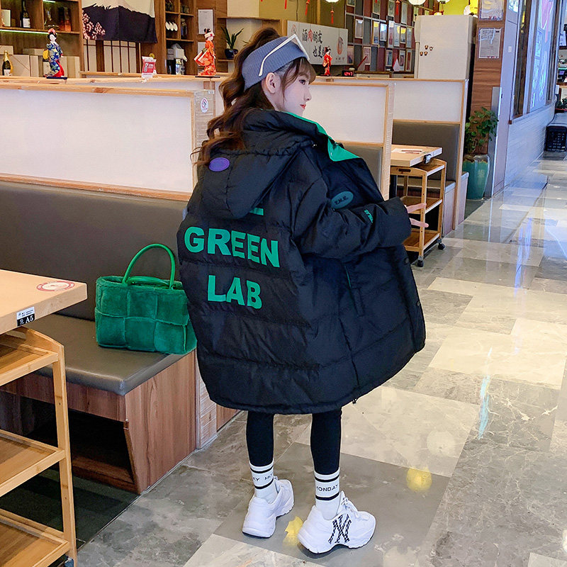 女童羽绒服中长款2021年新款中大童装儿童女孩秋冬装外套洋气冬季