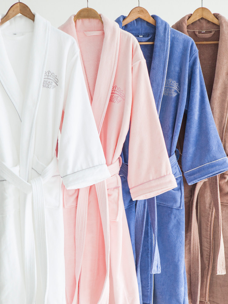 Five-star hotel cotton towel bathrobe Female long version of water absorption quick-drying pure cotton men's bathrobe couple shot 2
