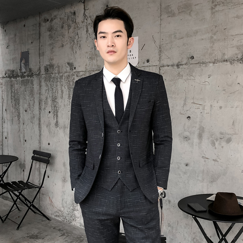 现货主推男商务休闲两粒扣西服套装西装三件套1817-P200，男装西服套装，星座311B