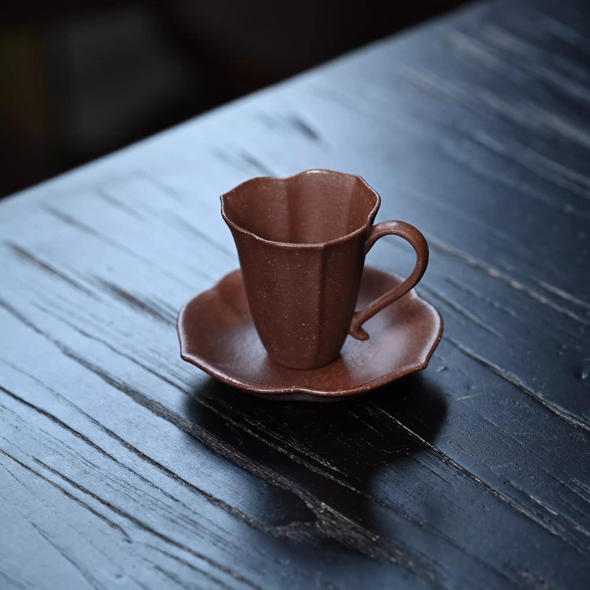 紫砂茶杯海棠杯一杯一蝶咖啡杯