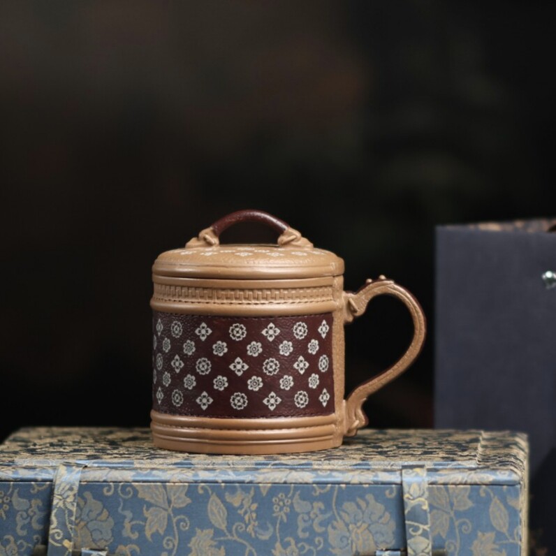 宜兴紫砂壶发财桶盖杯精品泡茶器