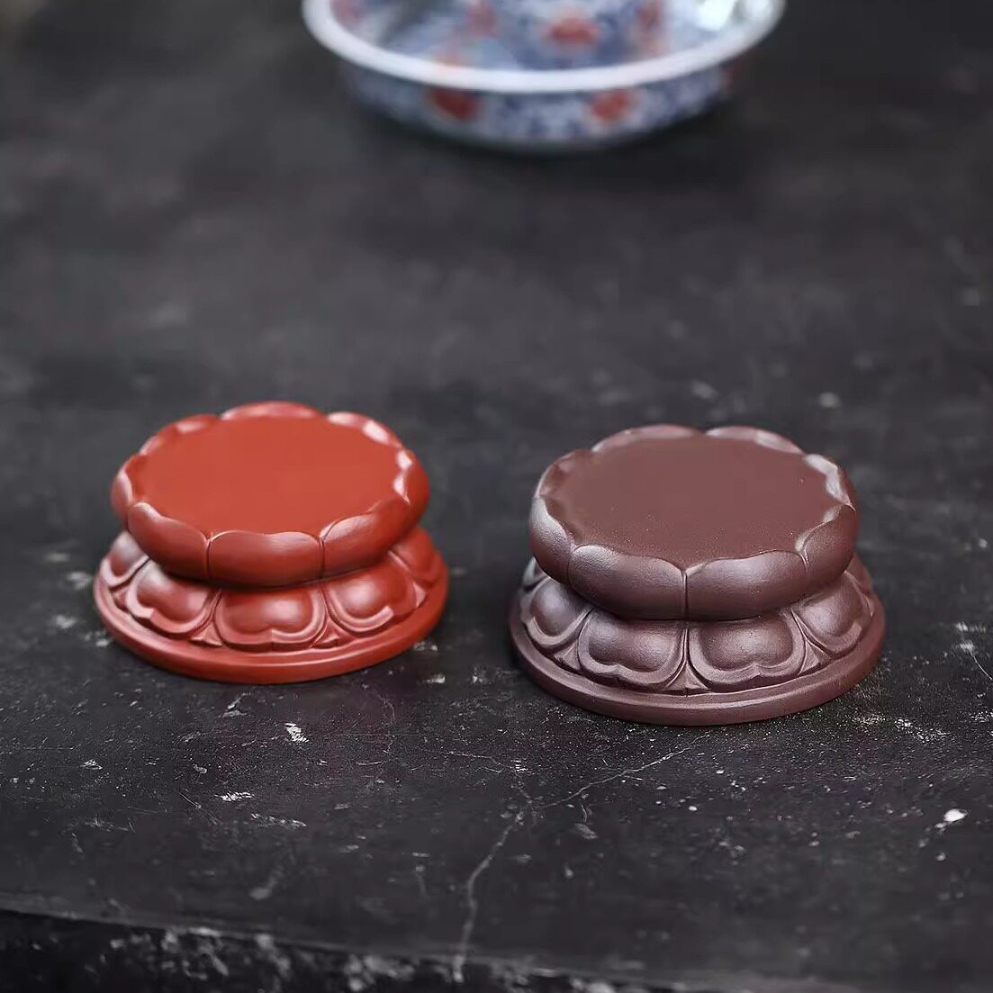 宜兴紫砂莲花壶承杯垫茶托精品