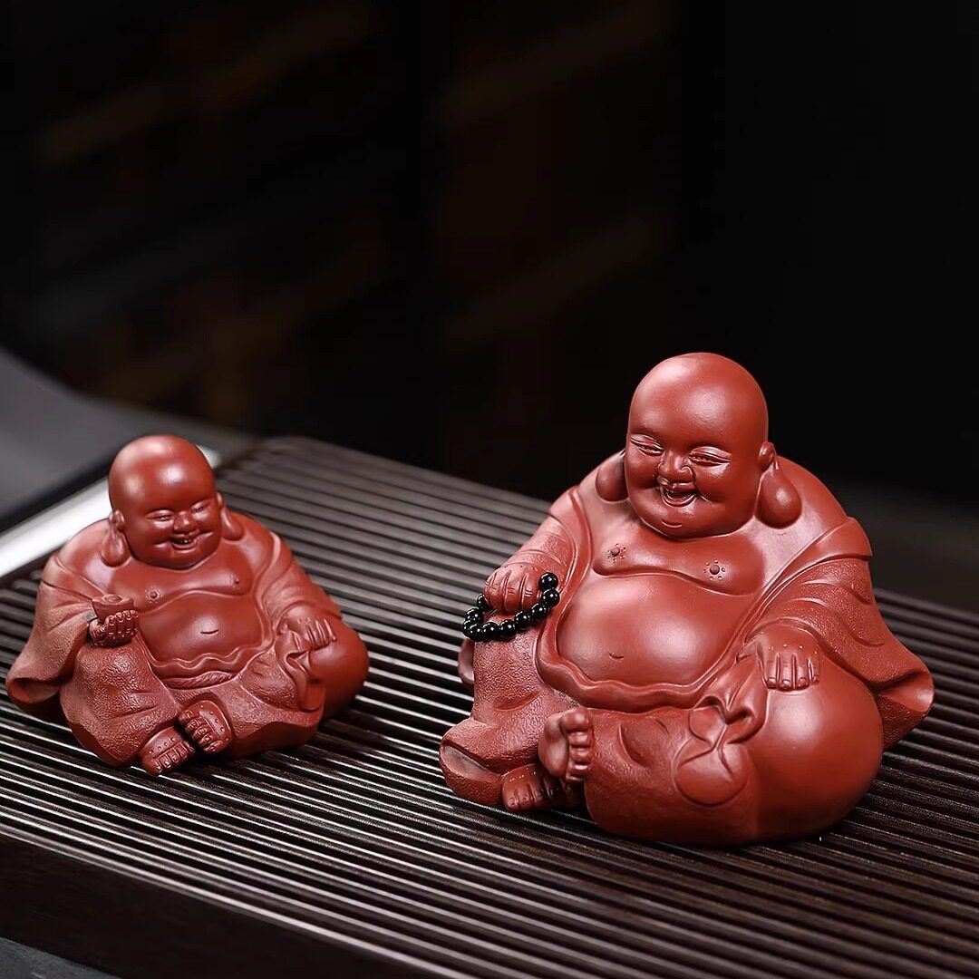 宜兴紫砂茶宠招财弥勒佛精品手工